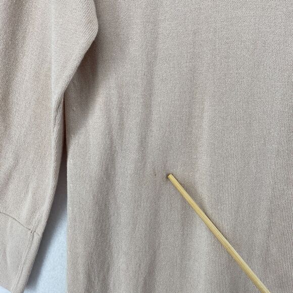 MM. LAFLEUR Sweater M Cotton Viscose Tunic Split Neck 3/4 Sleeve Pullover Beige - Picture 14 of 15